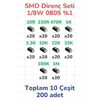 Smd Direnç Seti 1/8w 0805 %1 200 Parça 10 Çeşit 10 330 470 1k 3 Smd Direnç Seti 1/8w 0805 %1 200 Parça 10 Çeşit 10 330 470 1k 3