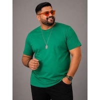 Yuvarlak Yaka Erkek Battal Düz Renk Pamuklu Basic Tshirt Yeşil Yuvarlak Yaka Erkek Battal Düz Renk Pamuklu Basic Tshirt Yeşil