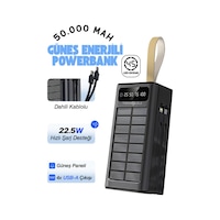 50.000 Mah Powerbank Güneş Enerjili Solar Hızlı Şarj Göstergeli Kablolu Taşınabilir Batarya 22.5w Siyah 50.000 Mah Powerbank Güneş Enerjili Solar Hızlı Şarj Göstergeli Kablolu Taşınabilir Batarya 22.5w Siyah