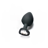 X-sense Kalpli Siyah Silikon Parlak Beyaz Taşlı Anal Plug X-sense Kalpli Siyah Silikon Parlak Beyaz Taşlı Anal Plug