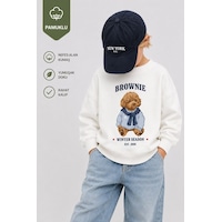 Monila Erkek Çocuk 3 İplik Kumaş Ayıcık Baskılı Pamuklu Sweatshirt Ekru Monila Erkek Çocuk 3 İplik Kumaş Ayıcık Baskılı Pamuklu Sweatshirt Ekru