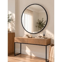 Siyah Metal Çerçeveli Yuvarlak Ayna 80Cm Siyah Metal Çerçeveli Yuvarlak Ayna 80Cm