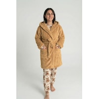 Kapüşonlu Wellsoft Sabahlık & Peluş Bornoz - Yumuşak, Polar Unisex Sabahlık Karamel