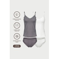 Auw Kadın Ayarlı Askılı Dantelli V Yaka Atlet Ve Slip Külot Takım 2'li - Lace&love Gri,ekru Auw Kadın Ayarlı Askılı Dantelli V Yaka Atlet Ve Slip Külot Takım 2'li - Lace&love Gri,ekru