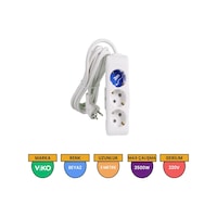 Viko Multi-let 3'lü Grup Priz Topraklı Çocuk Korumalı 3 Metre Beyaz – 90113303 Viko Multi-let 3'lü Grup Priz Topraklı Çocuk Korumalı 3 Metre Beyaz – 90113303