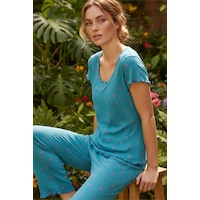 Siyah İnci Pamuklu Pointel Ajurlu/delikli Kısa Kolluörme Pijama Takım 26120641 Yeşil Siyah İnci Pamuklu Pointel Ajurlu/delikli Kısa Kolluörme Pijama Takım 26120641 Yeşil
