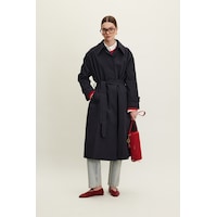 Manuka Kemerli Oversize Gabardin Trençkot Lacivert Lacivert Manuka Kemerli Oversize Gabardin Trençkot Lacivert Lacivert