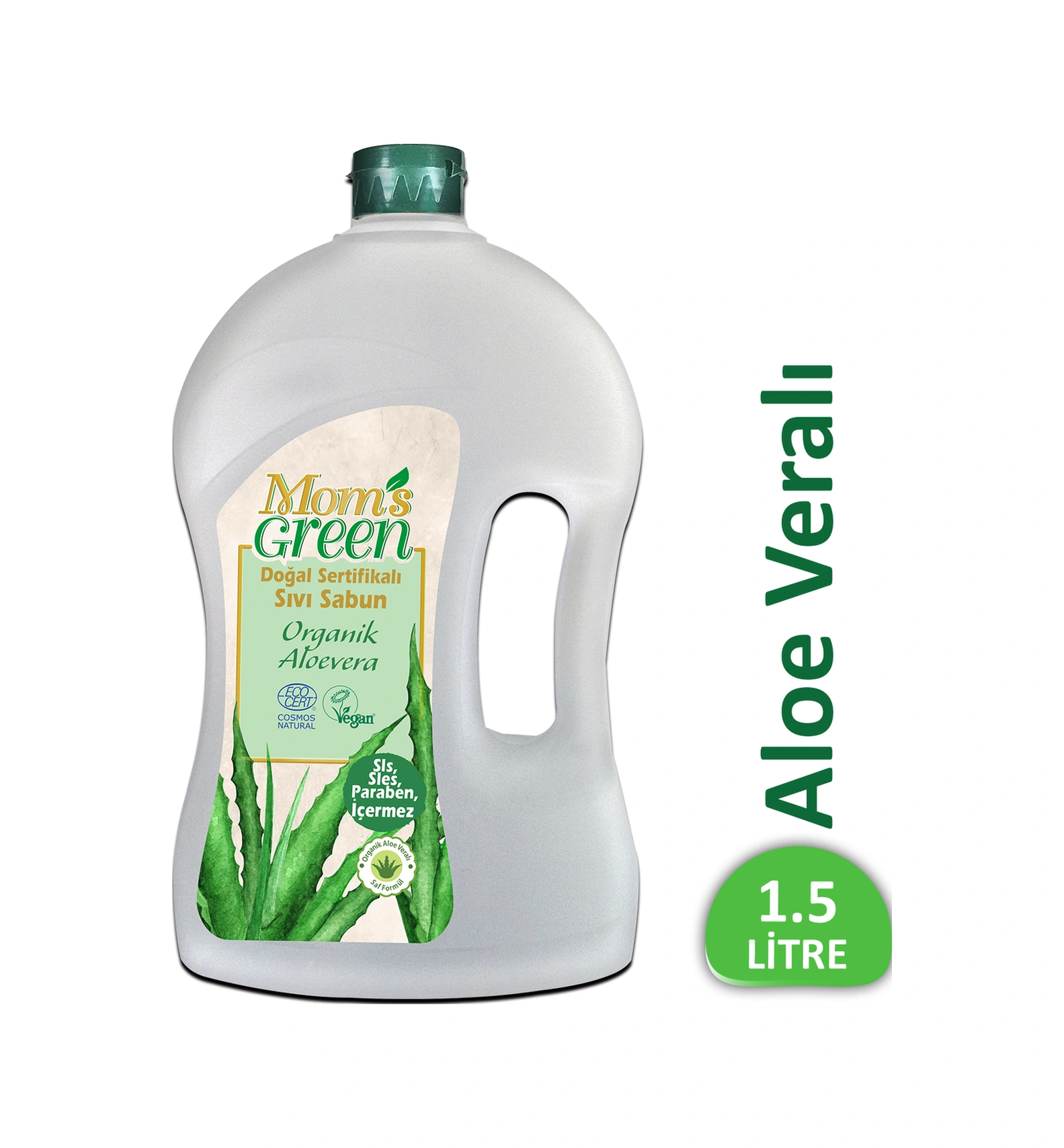 Mom's Green Doğal Sertifikalı Aloe Veralı Sıvı Sabun 1500 ML Mom's Green Doğal Sertifikalı Aloe Veralı Sıvı Sabun 1500 ML
