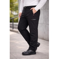 Vatan Tekstil Büyük Beden Erkek Softshell Pantolon Su İtici Rüzgar Geçirmez Siyah