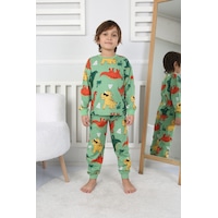 Zuzunga Dinozor Desenli Erkek Çocuk Pijama Takımı Yeşil Yeşil1 Zuzunga Dinozor Desenli Erkek Çocuk Pijama Takımı Yeşil Yeşil1