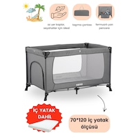 Ozmo Aura Oyun Parkı 70x120 Cm + Yataklı Gri Ozmo Aura Oyun Parkı 70x120 Cm + Yataklı Gri