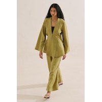 Manuka Keten Pileli Kimono Ceket Yağ Yeşili Ss26ckt00016-187 Manuka Keten Pileli Kimono Ceket Yağ Yeşili Ss26ckt00016-187