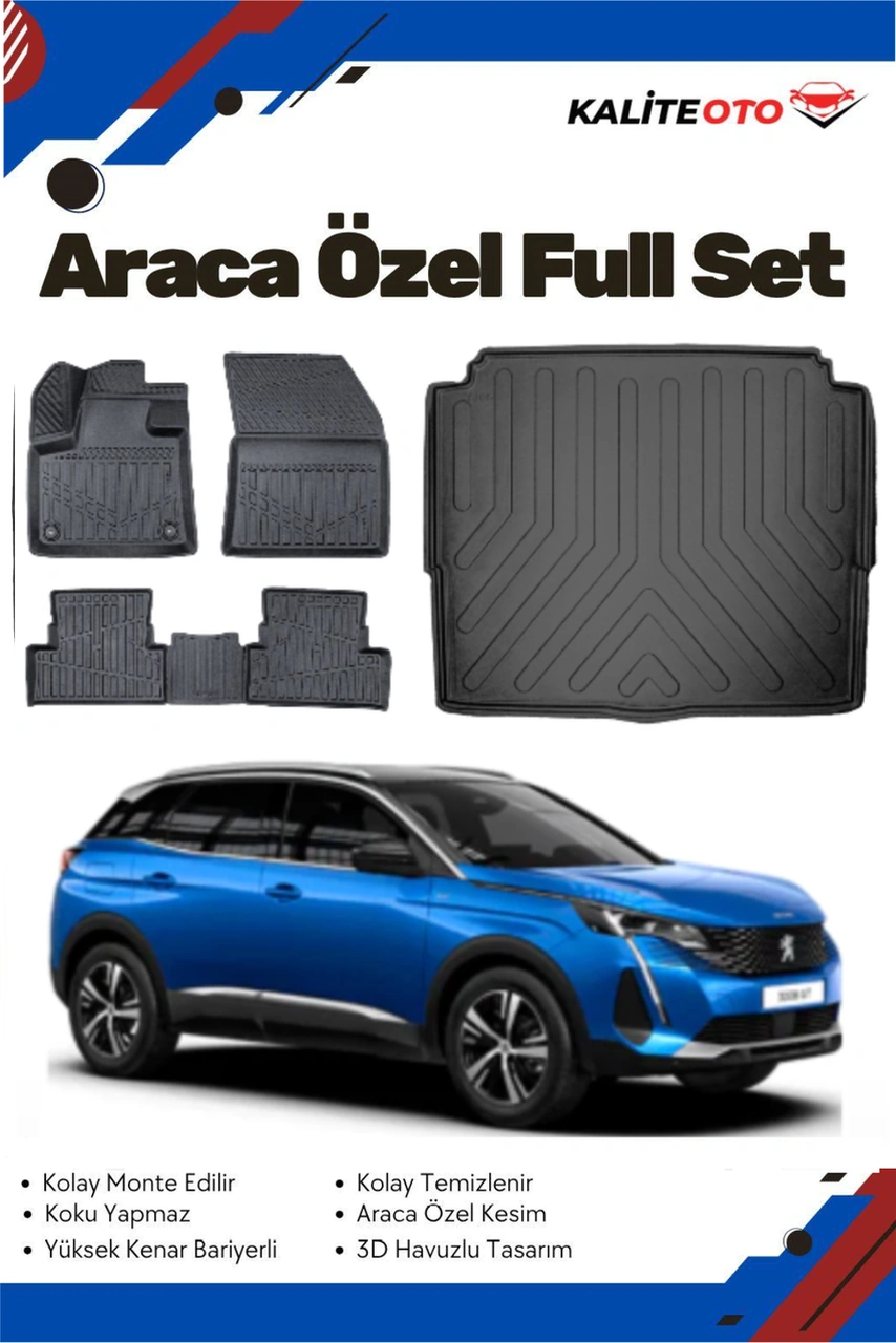Peugeot 3008 2022 Model Yumuşak Paspas+alt Bagaj Havuzu Seti Peugeot 3008 2022 Model Yumuşak Paspas+alt Bagaj Havuzu Seti
