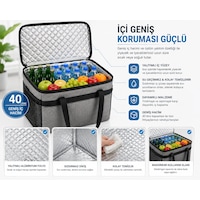 40l Termos Çanta Büyük Boy Soğuk Sıcak Yalıtımlı Piknik Kamp Çantası Açık Gri
