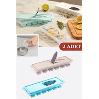 Flosoft Silikon Tabanlı Kapaklı Bas Çıkar Buz Kalıbı, 12 Bölmeli Yapışmaz Buzluk 2 ADET Flosoft Silikon Tabanlı Kapaklı Bas Çıkar Buz Kalıbı, 12 Bölmeli Yapışmaz Buzluk 2 ADET