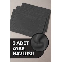 3 Adet %100 Pamuk En Iyi Emici Ayak Havlusu : Konforlu Banyo Paspası 50x70cm Terra Antrasit Gri