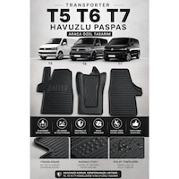 Volkswagen Transporter T5 T6 T7 Havuzlu Oto Paspas 3 Parça Araca Özel Siyah Kaymaz Su Geçirmez Volkswagen Transporter T5 T6 T7 Havuzlu Oto Paspas 3 Parça Araca Özel Siyah Kaymaz Su Geçirmez