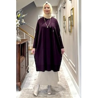 Rabia Şamlı Melda Triko Tunik Mürdüm Normal Rabia Şamlı Melda Triko Tunik Mürdüm Normal