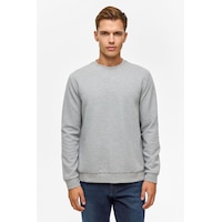 Süvari Gri Regular Düz Bisiklet Yaka Sweatshirt-38788 Gri Süvari Gri Regular Düz Bisiklet Yaka Sweatshirt-38788 Gri