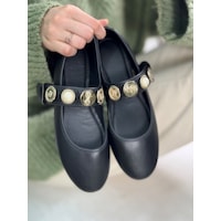 Günlük Kadın Babet İnci Altın Bant Toka Oval Burun Hafif Ortopedik Rahat Ev İş Ofis Ayakkabı 300 Siyah Günlük Kadın Babet İnci Altın Bant Toka Oval Burun Hafif Ortopedik Rahat Ev İş Ofis Ayakkabı 300 Siyah
