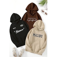 Uyguntarz 3'lu Paket Baskılı Oversize Unisex Sweatshirt Bej Uyguntarz 3'lu Paket Baskılı Oversize Unisex Sweatshirt Bej