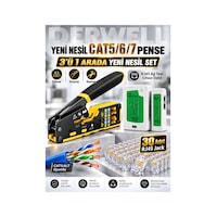 Yeni 2026 3in1 Profesyonel Ağ Kurulum Seti Yeni Nesil Cat5 Cat6 Cat7 Network Ethernet Kablo Pensesi Kesme Soyma Sıkma Kilitleme Fonksiyonlu - Dijital Kablo Test Cihazı Master Remote - 30lu Rj45 Jack