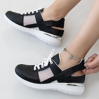 Ortopedik Spor Sandalet Siyah Fileli Model Siyah