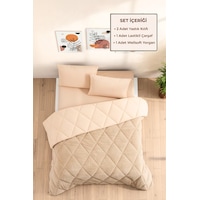 Battal Boy Lüx Wellsoft Çift Taraflı Yorgan Uyku Seti Yorgan+çarşaf+ 2 Adet Yastık Kılıfı Bej Battal Boy Lüx Wellsoft Çift Taraflı Yorgan Uyku Seti Yorgan+çarşaf+ 2 Adet Yastık Kılıfı Bej