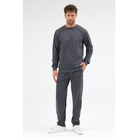 Mmetalic Antrasit Relaxed Fit Bisiklet Yaka Sweatshirt Düz Paça Erkek Eşofman Takımı Mtlce3847 Mmetalic Antrasit Relaxed Fit Bisiklet Yaka Sweatshirt Düz Paça Erkek Eşofman Takımı Mtlce3847