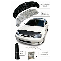 Honda Civic 1996-2000 Uyumlu Ön Kaput Koruma Maskesi Siyah Deri Taş Çarpma & Güneş Koruyucu Kolay Montaj Honda Civic 1996-2000 Uyumlu Ön Kaput Koruma Maskesi Siyah Deri Taş Çarpma & Güneş Koruyucu Kolay Montaj