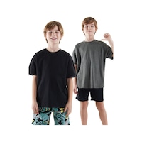 Erkek Çocuk Basic Oversize 2'li Paket T-shirt Erkek Çocuk Basic Oversize 2'li Paket T-shirt