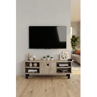 Tv Sehpası 136 Cm Kapaklı Raflı Çok Amaçlı Televizyon Ünitesi Salon Oturma Odası Vienna 5014 Atlantk Ekru Tv Sehpası 136 Cm Kapaklı Raflı Çok Amaçlı Televizyon Ünitesi Salon Oturma Odası Vienna 5014 Atlantk Ekru