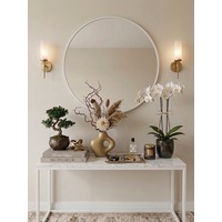 Beyaz Metal Çerçeveli Yuvarlak Ayna 70 cm Beyaz Metal Çerçeveli Yuvarlak Ayna 70 cm