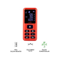 Dawreek Mesafe Ölçer E40 Red 80 Metre Dijital El Tipi Mesafe Ölçüm Cihazı Dawreek Mesafe Ölçer E40 Red 80 Metre Dijital El Tipi Mesafe Ölçüm Cihazı