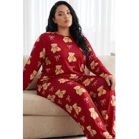 Siyah İnci Desenli Termal Kumaşlı Ultra Soft Yumuşak Büyük Beden Battal Boy Örme Pijama Takımı 26226720 Kırmızı Siyah İnci Desenli Termal Kumaşlı Ultra Soft Yumuşak Büyük Beden Battal Boy Örme Pijama Takımı 26226720 Kırmızı