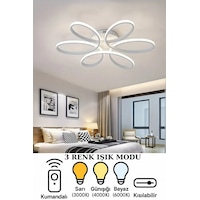 Papatya 6'lı Beyaz Renkli Plafonyer Üç Renk Işıklı, Kumandalı Modern Ledli, Salon, Hol, Mutfak Avize Papatya 6'lı Beyaz Renkli Plafonyer Üç Renk Işıklı, Kumandalı Modern Ledli, Salon, Hol, Mutfak Avize
