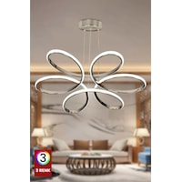 Fuzon 3 Renk Orkide Modern Krom Kasa Salon Led Avize Orkide Kumandasız 3 Renkli Salon Avize Gümüş - Krom Fuzon 3 Renk Orkide Modern Krom Kasa Salon Led Avize Orkide Kumandasız 3 Renkli Salon Avize Gümüş - Krom