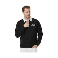 Deepsea Erkek Siyah Relax Fit İçi Polarlı Polo Yaka Sweatshirt Pamuklu Kalın Sweatshirt 2600762 Siyah Deepsea Erkek Siyah Relax Fit İçi Polarlı Polo Yaka Sweatshirt Pamuklu Kalın Sweatshirt 2600762 Siyah