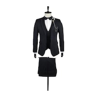 İmza Desenli Armürlü Mono Yaka Astarlı Yelekli 6 Drop Slim Fit Dar Kesim Smokin Damatlık 1001220202-Koyu Lacivert İmza Desenli Armürlü Mono Yaka Astarlı Yelekli 6 Drop Slim Fit Dar Kesim Smokin Damatlık 1001220202-Koyu Lacivert