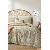Evlen Home Pamuklu Aimar Yatak Örtüsü Takımı Tek Kişilik Günlük Boho 2 Parça Elyaf Dolgulu Bej Bej Evlen Home Pamuklu Aimar Yatak Örtüsü Takımı Tek Kişilik Günlük Boho 2 Parça Elyaf Dolgulu Bej Bej