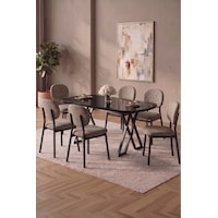Hooli 90x168 Siyah Mdf Masa, Metal X Ayak, Metal Sandalye, 6 Kişilik Mutfak Masası Takımı Ve Yemek Masası Takımı Cappuccino Hooli 90x168 Siyah Mdf Masa, Metal X Ayak, Metal Sandalye, 6 Kişilik Mutfak Masası Takımı Ve Yemek Masası Takımı Cappuccino