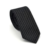 Gaffy Beyaz Kırcıl Desenli Siyah Dokuma Kumaş Mendilli Slim Fit Kravat // Sdk-2504-1 Siyah Gaffy Beyaz Kırcıl Desenli Siyah Dokuma Kumaş Mendilli Slim Fit Kravat // Sdk-2504-1 Siyah