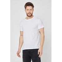 Mmetalic Erkek Siyah %100 Pamuk T- Shirt Regular Fit Rahat Kesim Bisiklet Yaka Basic Tişört Beyaz Mmetalic Erkek Siyah %100 Pamuk T- Shirt Regular Fit Rahat Kesim Bisiklet Yaka Basic Tişört Beyaz