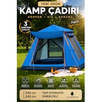 6 Kişilik Otomatik Kurulumlu Kamp Çadırı Sineklikli & 1000 Mm Su Geçirmez Outdoor Çadır Bej Mavi 6 Kişilik Otomatik Kurulumlu Kamp Çadırı Sineklikli & 1000 Mm Su Geçirmez Outdoor Çadır Bej Mavi