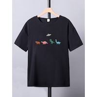 Uyguntarz Çocuk Dinazor Baskılı Pamuklu Tshirt Siyah Uyguntarz Çocuk Dinazor Baskılı Pamuklu Tshirt Siyah