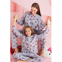 Siyah İnci Lisanslı Polar Çok Renkli Bisklet Yaka Pijama Takım Hk316 Gri Siyah İnci Lisanslı Polar Çok Renkli Bisklet Yaka Pijama Takım Hk316 Gri