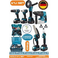 Böhrer Alman 4451-6807 5 Akülü 2 Şarjlı Kömürsüz V598 5AH Profesyonel 6 Makine Kombo Set Mavi Tek Çanta Böhrer Alman 4451-6807 5 Akülü 2 Şarjlı Kömürsüz V598 5AH Profesyonel 6 Makine Kombo Set Mavi Tek Çanta