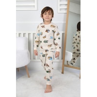 Zuzunga Transportation Veichle Desenli Çocuk Pijama Takımı Alt-üst Bej 3-8 Yaş Bej Zuzunga Transportation Veichle Desenli Çocuk Pijama Takımı Alt-üst Bej 3-8 Yaş Bej