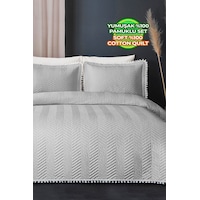 Evlen Home Ponponlu %100 Pamuk Tek Kişilik Günlük Yatak Örtüsü Pike Takımı Seti Gri Evlen Home Ponponlu %100 Pamuk Tek Kişilik Günlük Yatak Örtüsü Pike Takımı Seti Gri