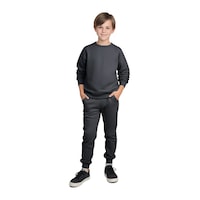 Fyk Kids Düz Baskısız Yuvarlak Yaka Erkek Çocuk Eşofman Takımı Füme Fyk Kids Düz Baskısız Yuvarlak Yaka Erkek Çocuk Eşofman Takımı Füme